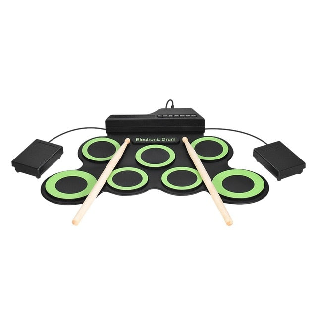 Portable Electronic 7 Pad Roll Up Drum with Foot Pedal